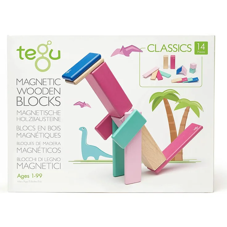 TEGU 00610 Magnetisches Holzset Blossom, 14 Teile, Mehrfarbig