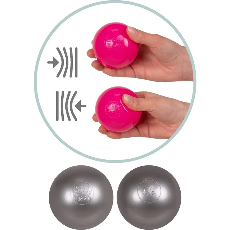 KiddyMoon 100 ∅ 7Cm Kinder Bälle Spielbälle Für Bällebad Baby Plastikbälle Made In EU, Hellgrün/Gelb/Türkis/Orange/Dunkelpink/Violett – Bild 6