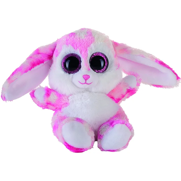 Bauer Spielwaren 'Blickfänger Glitter' Hase: Flauschiges Kuscheltier mit Glitzer-Augen, ideal auch als Smartphone-Halter, 15 cm, pink (14236)