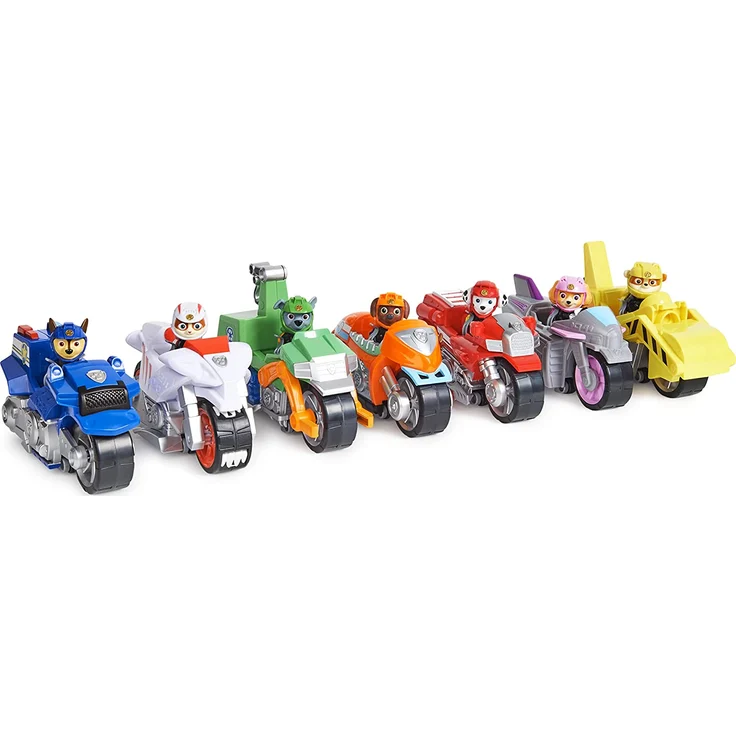 PAW PATROL 6060544 Zuma’s Motorcycle Vehicle with Feature and Moto Pups Zuma's Deluxe Pull Back Motorrad Fahrzeug mit Wheelie Funktion und Figur, Zuma, XL – Bild 5