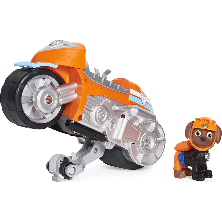 PAW PATROL 6060544 Zuma’s Motorcycle Vehicle with Feature and Moto Pups Zuma's Deluxe Pull Back Motorrad Fahrzeug mit Wheelie Funktion und Figur, Zuma, XL – Bild 1