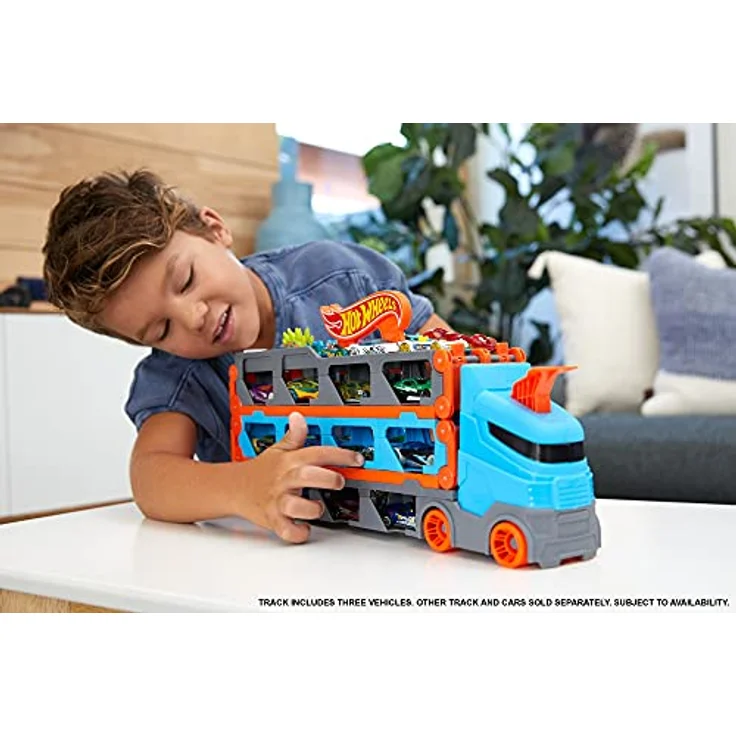 Mattel GVG37 Hot Wheels 2-in-1 Rennbahn Transporter, 1,8 Meter Streckenlänge, ab 4 Jahren – Bild 6