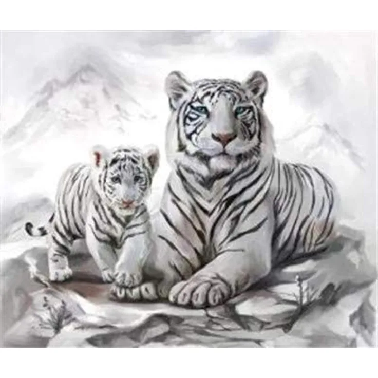 Diamond Painting Weiße Tigermama mit Jungtier 40x30 cm - Preisvergleich