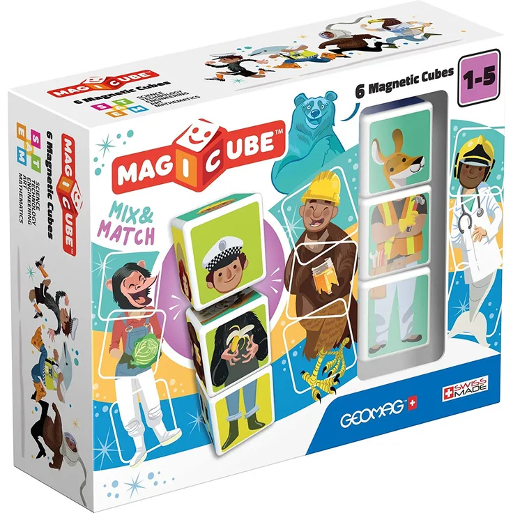 Geomag 123 - Magicube Mix & Match, 6 Magnetwürfel für Konstruktionen