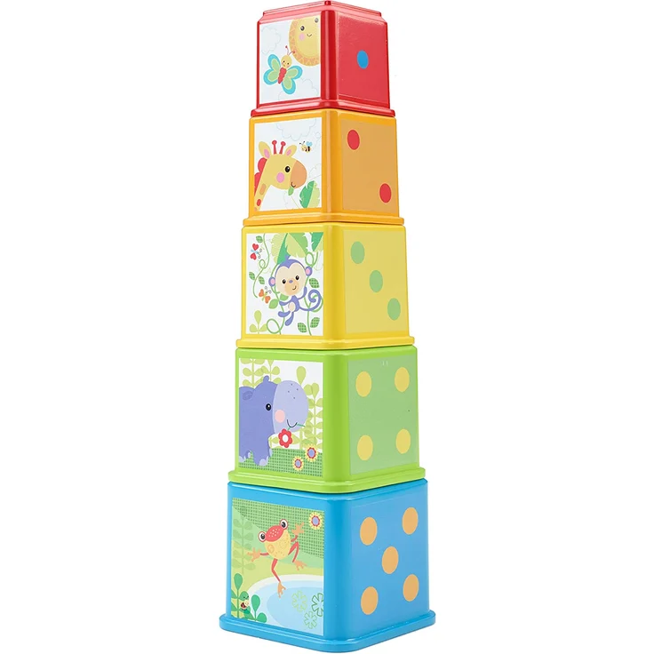 Fisher-Price CDC52 - Bunte Stapelwürfel Baby Spielzeug zum Sortieren und Stapeln, Spielzeug ab 6 Monaten - Preisvergleich – Bild 2