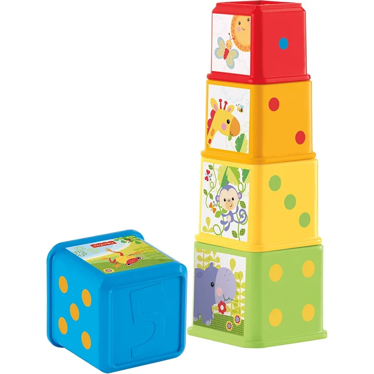 Fisher-Price CDC52 - Bunte Stapelwürfel Baby Spielzeug zum Sortieren und Stapeln, Spielzeug ab 6 Monaten - Preisvergleich – Bild 1
