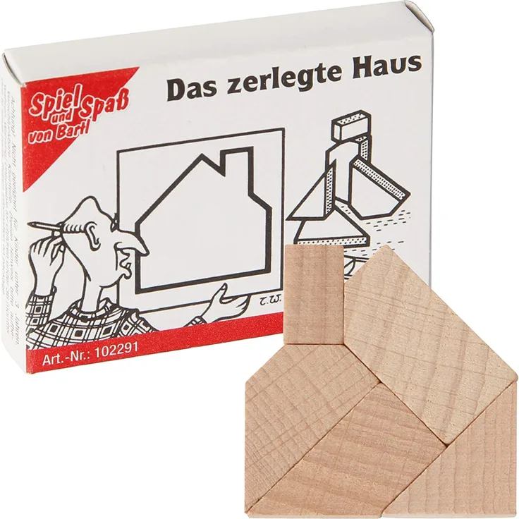 Bartl 102291 Mini-Holz-Puzzle Das zerlegte Haus aus 5 kleinen Holzteilen