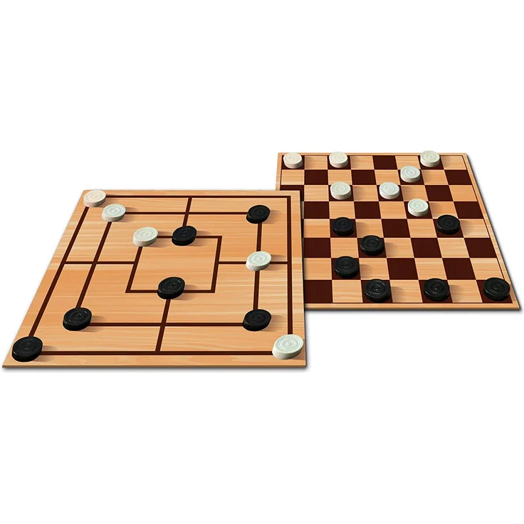 Noris 606108012 - Deluxe Mühle und Dame, der beliebte Spieleklassiker aus Holz mit doppelseitigem Spielplan, ab 6 Jahren – Bild 4