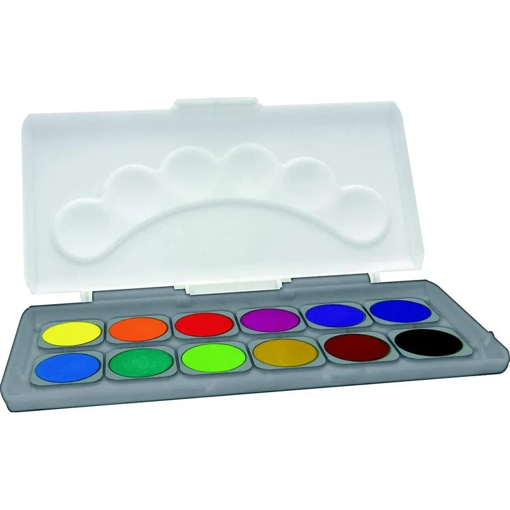 Stylex Schuldeckfarbkasten. 12 Farben