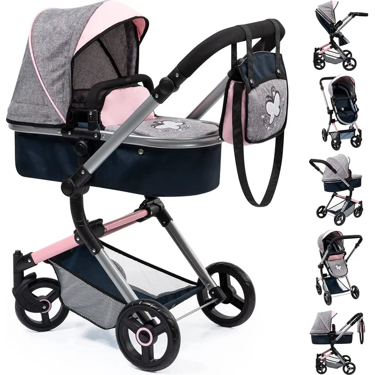 Bayer Design 18427AA Neo Vario Puppenwagen, grau, blau – Bild 1