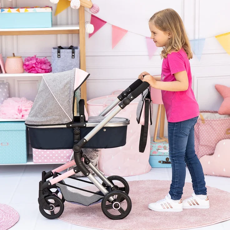 Bayer Design 18427AA Neo Vario Puppenwagen, grau, blau – Bild 6