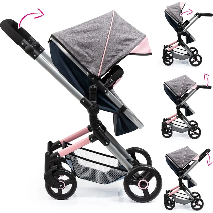Bayer Design 18427AA Neo Vario Puppenwagen, grau, blau – Bild 2