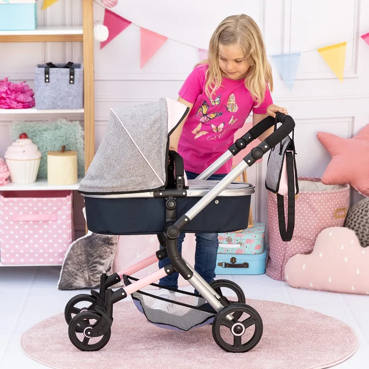 Bayer Design 18427AA Neo Vario Puppenwagen, grau, blau – Bild 5