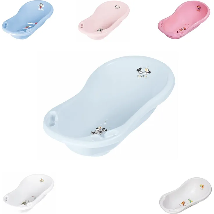 Lorelli Babybadewanne Comic 84 cm lang ergonomische Form Ablagefächer ab Geburt hellblau