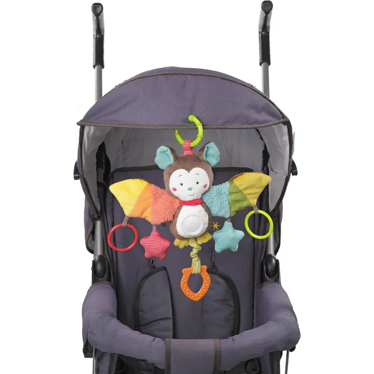 Fehn 067712 Activity-Spieltier Fledermaus – Motorikspielzeug zum Aufhängen mit Spiegel & Ringen zum Beißen, Greifen und Geräusche erzeugen – Für Babys und Kleinkinder ab 0+ Monaten – Bild 7