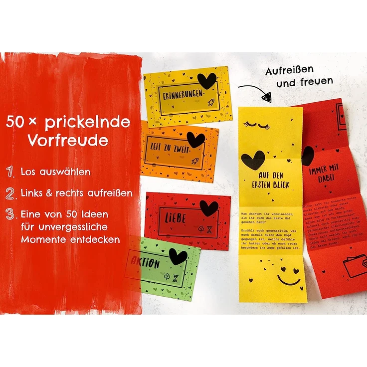 Losbox für Paare I Das Paar-Geschenk zum Valentinstag für unvergessliche Momente I 50 Lose mit Ideen für Spiel, Spaß & viel Liebe I Besondere Überraschung für Mann, Frau, Partner, Freund & Freundin – Bild 3