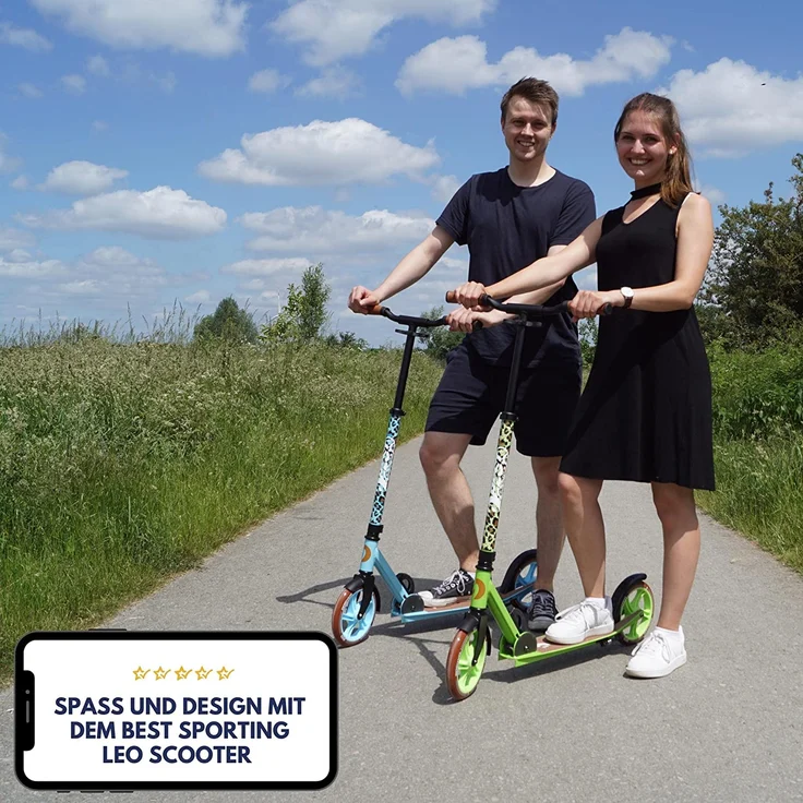 Best Sporting Scooter Leopard 205er Rolle, aus Aluminium, klappbar, weiß – Bild 2