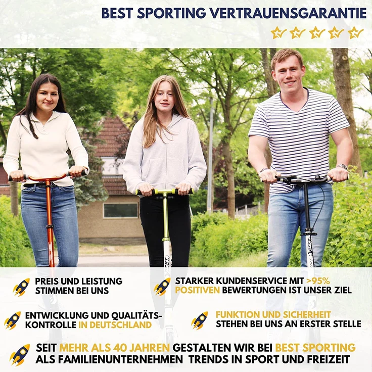 Best Sporting Scooter Leopard 205er Rolle, aus Aluminium, klappbar, weiß – Bild 7