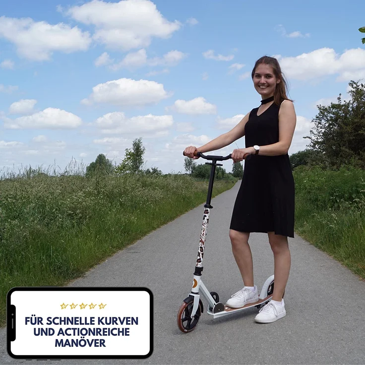 Best Sporting Scooter Leopard 205er Rolle, aus Aluminium, klappbar, weiß – Bild 4