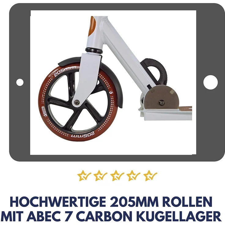 Best Sporting Scooter Leopard 205er Rolle, aus Aluminium, klappbar, weiß – Bild 5