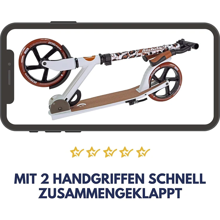 Best Sporting Scooter Leopard 205er Rolle, aus Aluminium, klappbar, weiß – Bild 3
