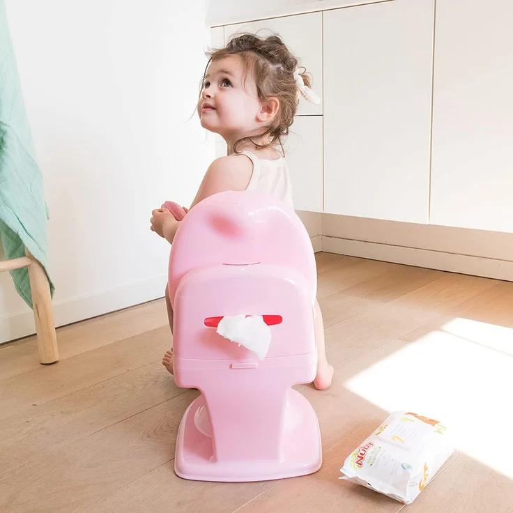 Nuby - My Real Potty - Kinder Töpfchen mit Spülgeräusch - Toilettentrainer für Kinder - mit echtem Sound und Batterien sind im Lieferumfang enthalten - Rosa - 18+ Monate – Bild 8