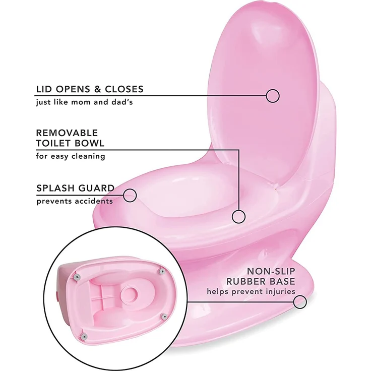 Nuby - My Real Potty - Kinder Töpfchen mit Spülgeräusch - Toilettentrainer für Kinder - mit echtem Sound und Batterien sind im Lieferumfang enthalten - Rosa - 18+ Monate – Bild 9