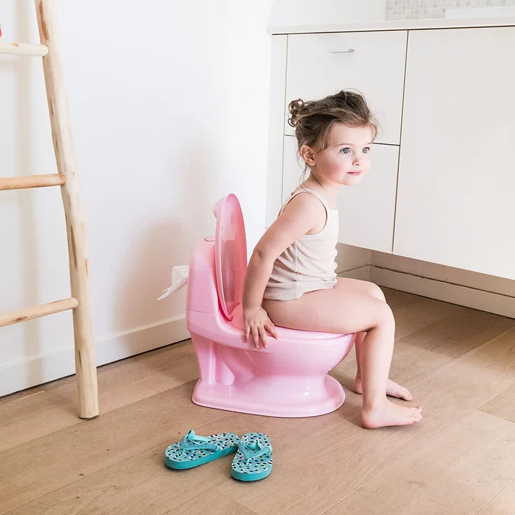 Nuby - My Real Potty - Kinder Töpfchen mit Spülgeräusch - Toilettentrainer für Kinder - mit echtem Sound und Batterien sind im Lieferumfang enthalten - Rosa - 18+ Monate – Bild 4