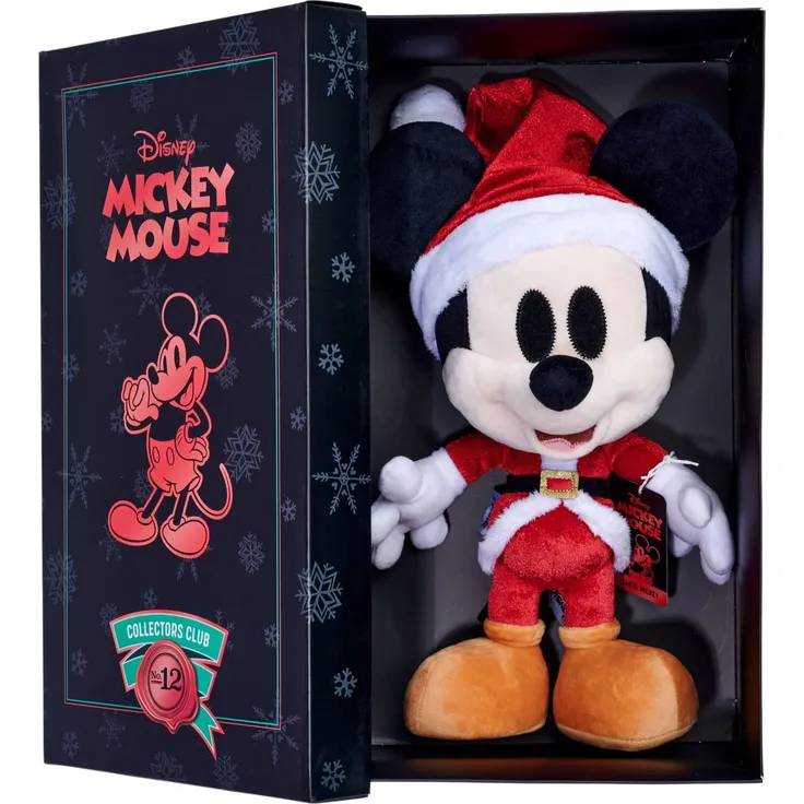 Simba 6315870305 - Disney Santa Mickey Mouse, Dezember Edition, Amazon Exclusiv, 35cm Plüschfigur, Micky Maus, im Geschenkkarton, Limitiert, Sonderedition, Sammlerstück, ab den ersten Lebensmonaten