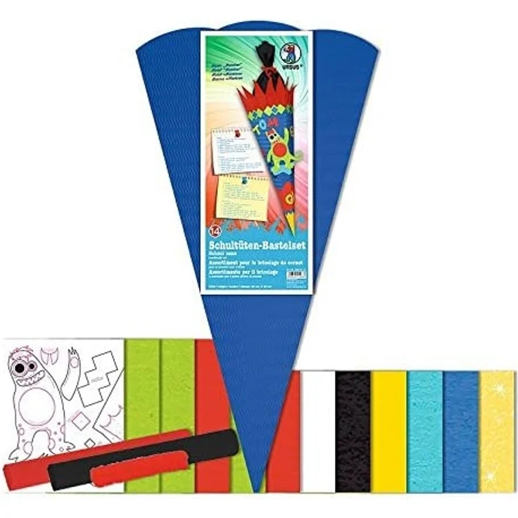 Ursus 9850014 - Schultüten Bastelset Monster, 6-eckig, 68 cm, bunt – Bild 2