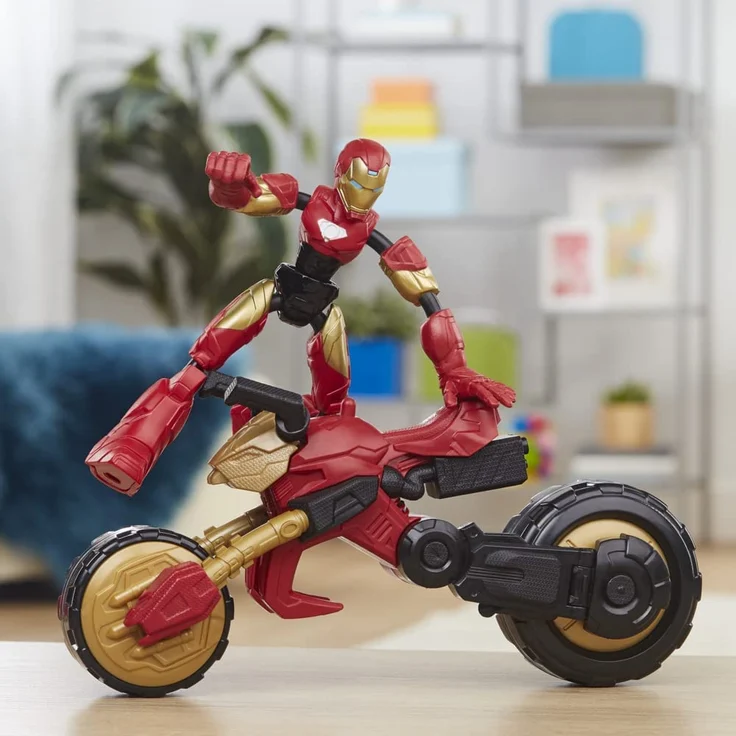 Hasbo - Marvel Bend and Flex, Flex Rider Iron Man mit 2-in-1 Motorrad – Bild 6