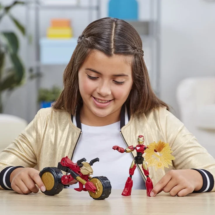 Hasbo - Marvel Bend and Flex, Flex Rider Iron Man mit 2-in-1 Motorrad – Bild 3