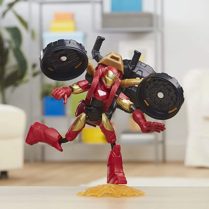 Hasbo - Marvel Bend and Flex, Flex Rider Iron Man mit 2-in-1 Motorrad – Bild 8