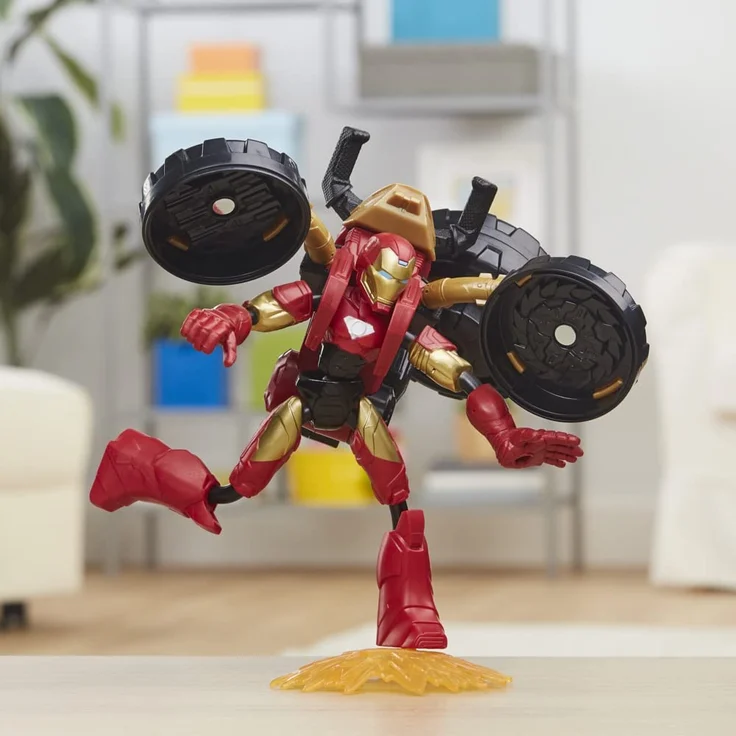 Hasbo - Marvel Bend and Flex, Flex Rider Iron Man mit 2-in-1 Motorrad – Bild 7