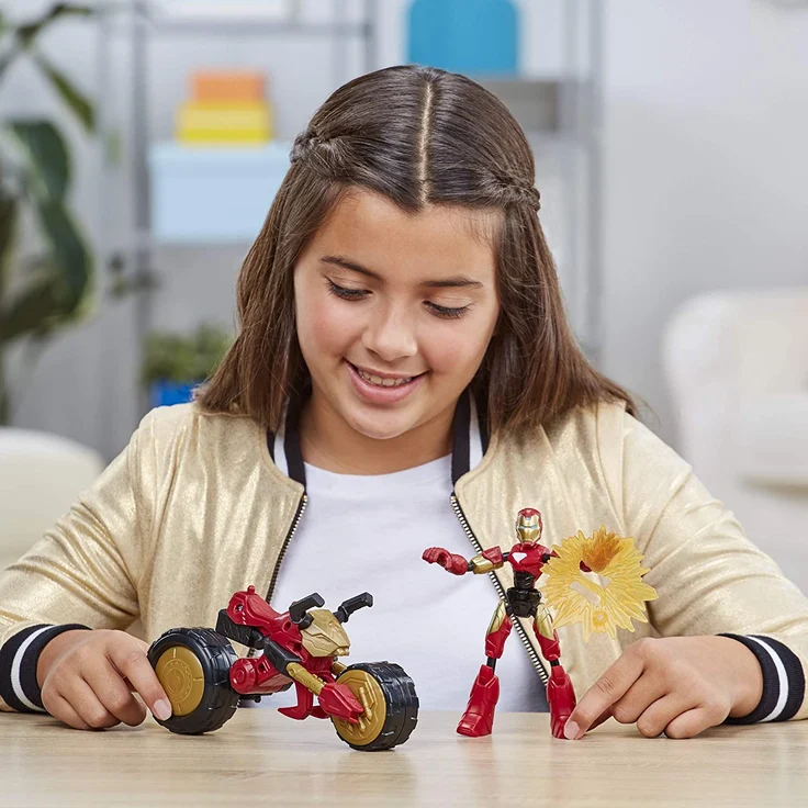 Hasbo - Marvel Bend and Flex, Flex Rider Iron Man mit 2-in-1 Motorrad – Bild 10
