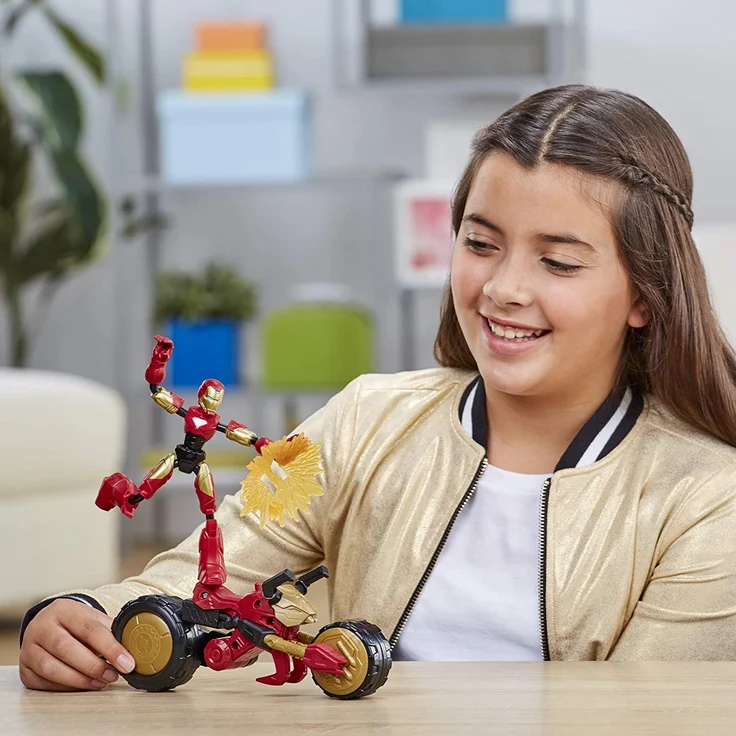 Hasbo - Marvel Bend and Flex, Flex Rider Iron Man mit 2-in-1 Motorrad – Bild 11