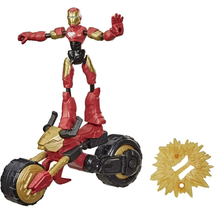 Hasbo - Marvel Bend and Flex, Flex Rider Iron Man mit 2-in-1 Motorrad – Bild 1