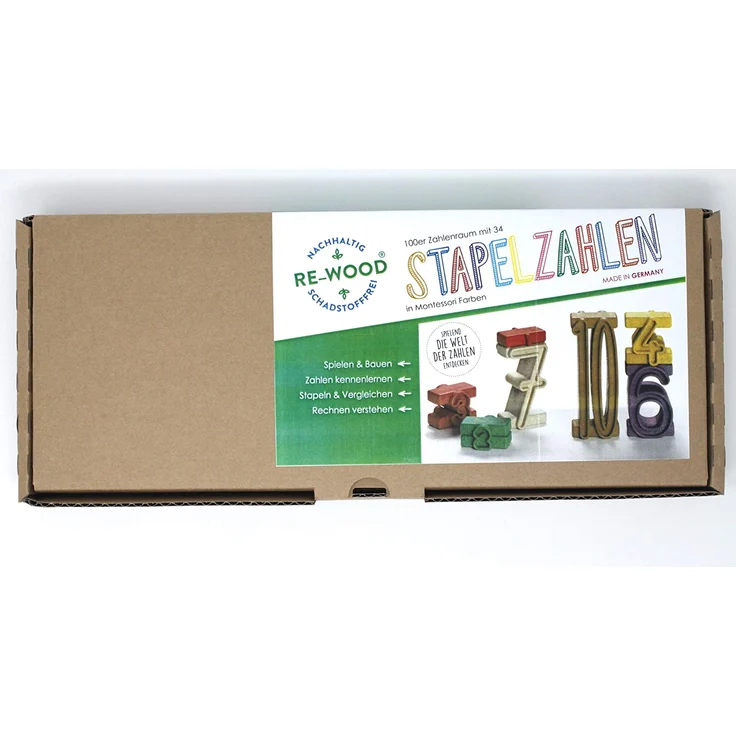 Wissner 34 Stapelzahlen in Montessori Farben aus RE-Wood® – Bild 7