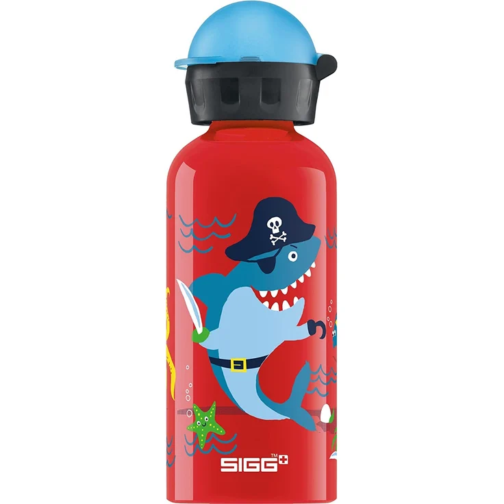 Sigg Kinder Trinkflasche SIGG Underwater Pirates, Kinder Trinkflasche, 0.4 L, Auslaufsicher, BPA Frei, Aluminium, Rot, Mehrfarbig, 0.4, 8624.70 – Bild 1