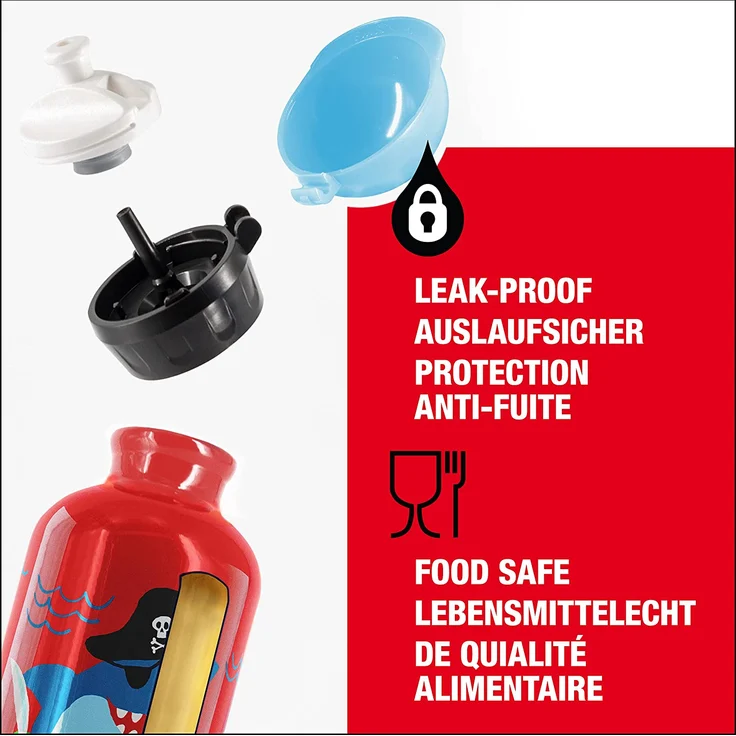 Sigg Kinder Trinkflasche SIGG Underwater Pirates, Kinder Trinkflasche, 0.4 L, Auslaufsicher, BPA Frei, Aluminium, Rot, Mehrfarbig, 0.4, 8624.70 – Bild 3