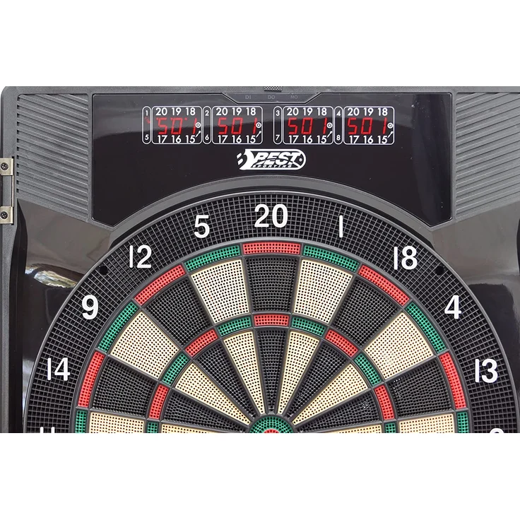 Best Sporting Dartscheibe elektronisch Oxford 2. 0 I elektronische Dartscheibe mit LED-Anzeigen I E-Dartscheibe mit 12 Dartpfeilen & Ersatzspitzen I Dartboard Kabinett mit Walnuss-Optik – Bild 6