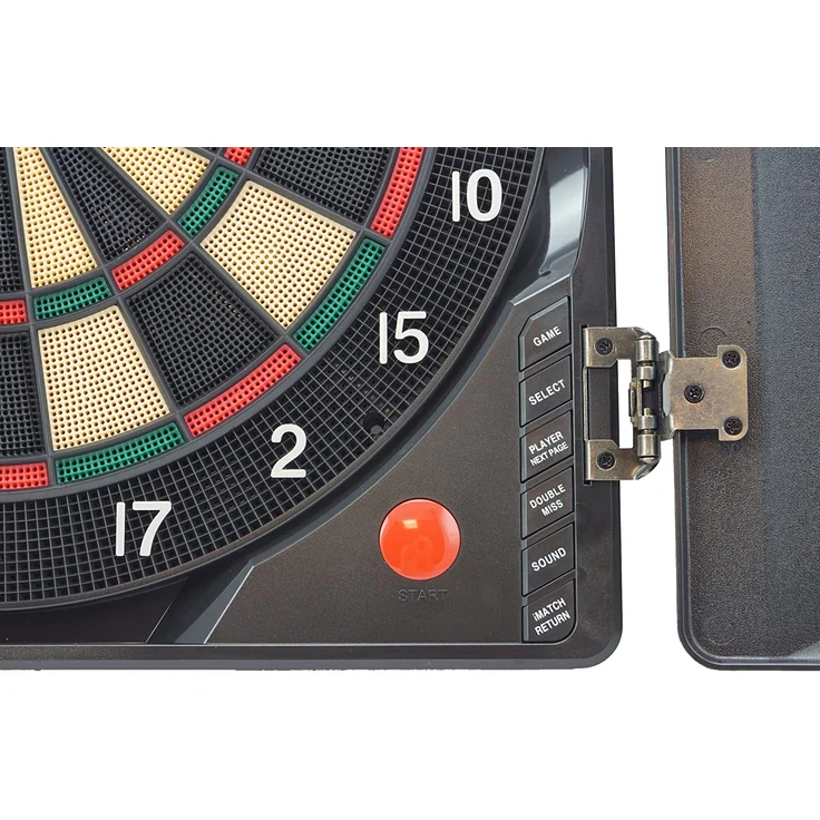 Best Sporting Dartscheibe elektronisch Oxford 2. 0 I elektronische Dartscheibe mit LED-Anzeigen I E-Dartscheibe mit 12 Dartpfeilen & Ersatzspitzen I Dartboard Kabinett mit Walnuss-Optik – Bild 5