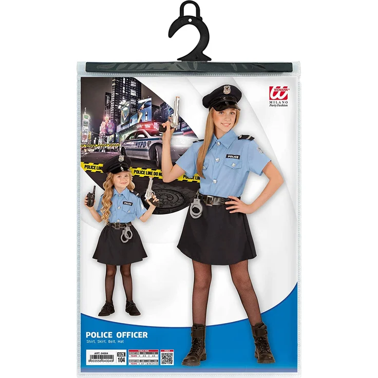 Widmann 04008 – Kinderkostüm, Polizistin, Bluse, Rock, Gürtel und Hut, Klassikerkostüm, Beruf, verschiedene Größen, Motto Party, Karneval – Bild 4