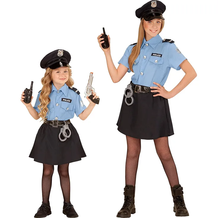 Widmann 04008 – Kinderkostüm, Polizistin, Bluse, Rock, Gürtel und Hut, Klassikerkostüm, Beruf, verschiedene Größen, Motto Party, Karneval