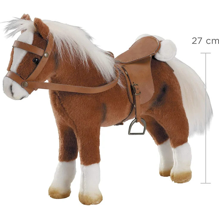 Götz 3401099 Springturniersieger Pferde-Puppe (Stockmaß 27 cm) - 33 cm hohes Plüschpferd für Stehpuppen - mit Sattel, Zaumzeug und Picknickdecke – Bild 2