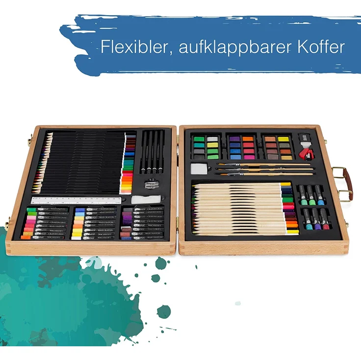 Artina 89-teiliges XXL Malset Genova mit Malkoffer - Wachsmalstifte, Buntstifte Set, Wasserfarben, Pastelle, Pinsel, Zeichenset – Bild 3
