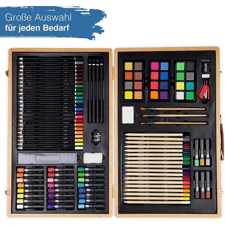 Artina 89-teiliges XXL Malset Genova mit Malkoffer - Wachsmalstifte, Buntstifte Set, Wasserfarben, Pastelle, Pinsel, Zeichenset – Bild 6