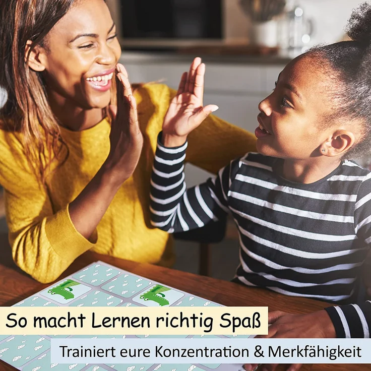GLÜCKSWOLKE Memo - Spiel I Für Kinder ab 2 bis 6 Jahre I Montessori Spielzeug - fördert Konzentration + Merkfähigkeit I Lernspiele - Mit 7 Schwierigkeitsstufen I Kinderspielzeug - Neu (40 Karten) – Bild 4