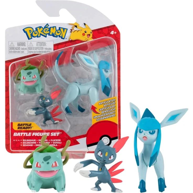 Pokémon Battle Figuren 3er Pack Bisasam Sniebel Glaziola – Bild 1