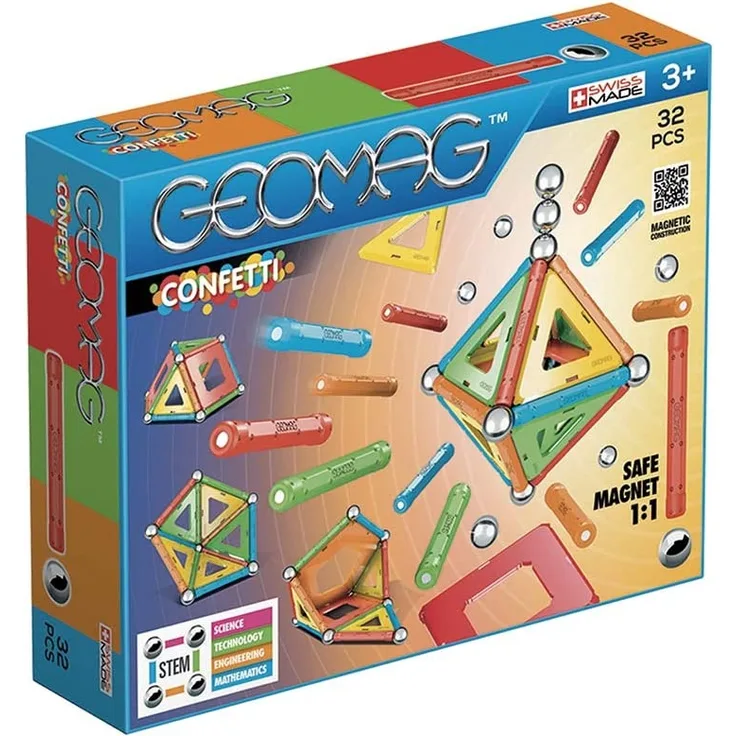 Geomag, Classic Confetti, 350, Magnetkonstruktionen und Lernspiele, 32-teilig